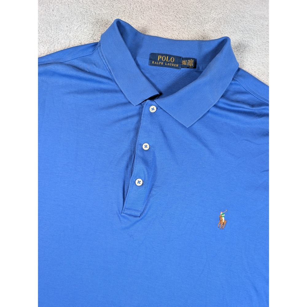 Polo Ralph Lauren Mens 2XLT‎ Blue Short Sleeve Cotton Jersey Polo Shirt Tall